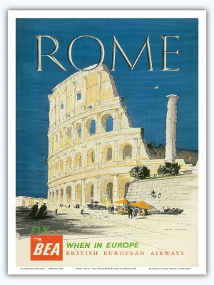 British European Airways travel poster for Rome